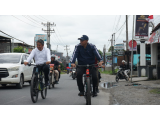 ﻿ Bupati dan Wabup Taput Bersepeda Keliling Tarutung, Tinjau Gotong Royong ASN