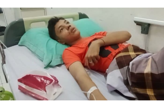 Kondisi Aldi Sitorus Pane Atlet Tarut Derajat saat dirawat di RS Haji Abdul Manan Simatupang, Kisaran.