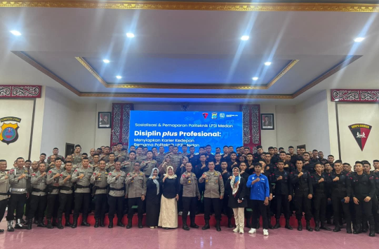 Satuan Brimob Polda Sumatera Utara menggelar sosialisasi program kuliah bekerja sama dengan LP3I Medan.