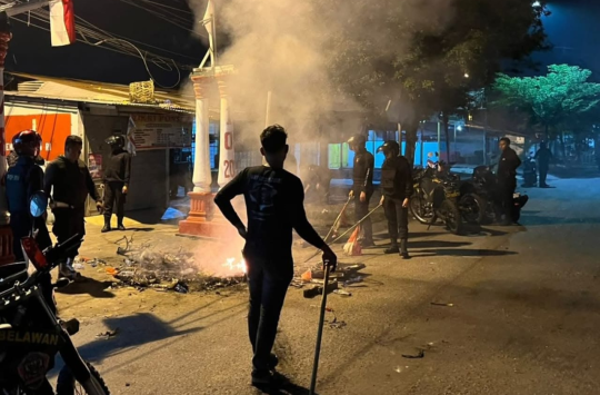 Batalyon B Pelopor Sat Brimob Polda Sumut, saat  patroli  besar di wilayah hukum Polres Belawan (Foto: Brimob sumut)