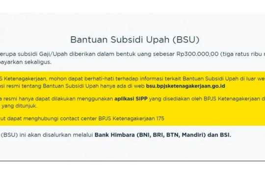 Laman resmi BSU Kemnaker yang menampilkan pemberitahuan "BSU 2025 Segera Hadir", menandakan proses verifikasi penerima masih berjalan (Dok. Kemnaker).