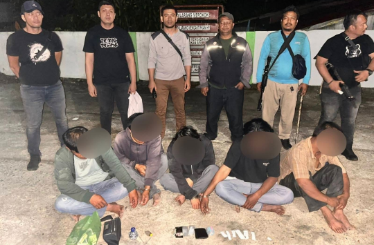 Digerebek di Silimakuta, 5 Pria Diduga Pengguna Narkoba Diamankan Polres Simalungun