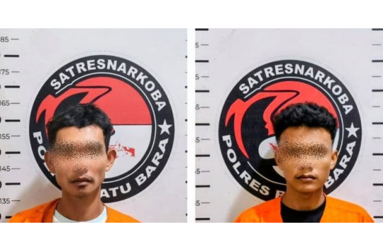Dua pria yang diamankan Satres Narkoba Polres Batu Bara, diduga sebagai pengedar sabu. (Foto: Polres Batu Bara/Kabarnas.id)