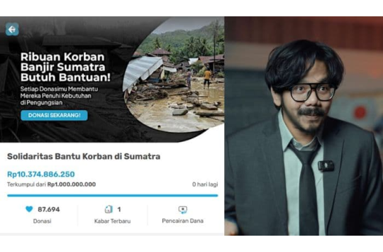 ﻿Ferry Irwandi Berhasil Galang Donasi Rp10,3 Miliar untuk Korban Banjir Sumatra dalam 24 Jam.(Foto: Instagram/@ferryirwandi)