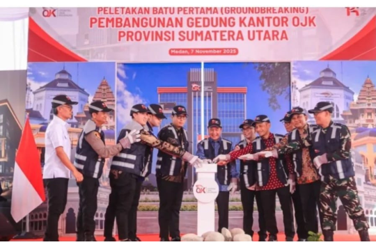 Peletakan batu pertama (groundbreaking) pembangunan gedung kantor OJK Provinsi Sumatera Utara (foto; Dikominfo Medan)
