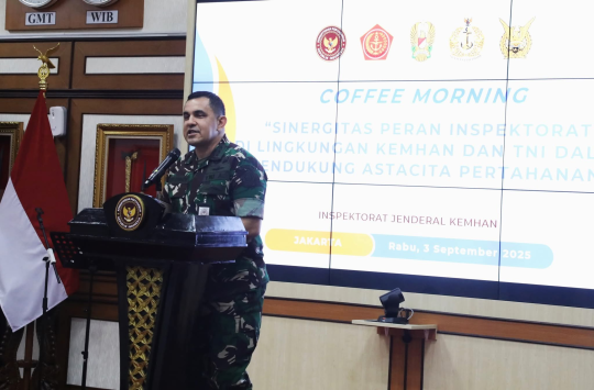 Itjen Kemhan, Letnan Jenderal TNI Rui F.G.P. Duarte saat acara  *Coffee Morning*  di Gedung Gatot Subroto (Foto: Kemenhan)