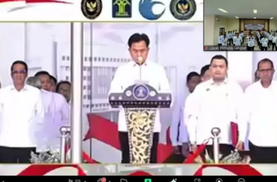 Menko Kumham ImiPas, Yusril Ihza Mehendra Saat Memimpin Upacara Awal Tahun 2025 (foto: Humas Lapada Langkat)