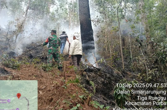 Kebakaran hutan di lereng Gunung Simarjarunjung, Nagori Parik Sabungan, Siamlungun