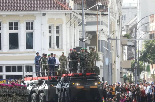 Upacara Peringatan HUT ke-80 TNI yang diselenggarakan di Lapangan Merdeka, Kota Medan (foto: Sat Brimob Sumut)