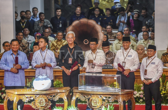 Pasangan calon presiden dan calon wakil presiden di Pilpres 2024. (Foto: Antara)