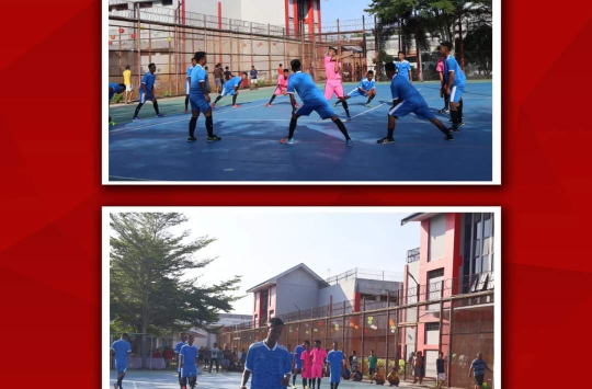 Para WBP mengikuti pertandingan futsal yang diadakan lapas pemuda langkat (foto dokumentasi Humas Lapada Langkat)