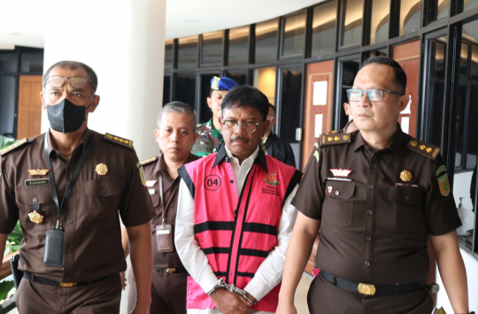 Kejaksaan Agung (Kejagung) menahan Menteri Komunikasi dan Informatika (Menkominfo) Johnny G Plate. (Foto: Dok. Kejagung)