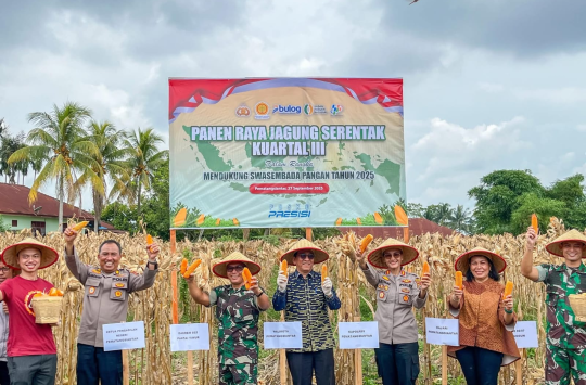 Acara Panen Raya Jagung Serentak Triwulan III di Jalan Bahkora II, Kelurahan Marihat Jaya, Kecamatan Siantar Marimbun