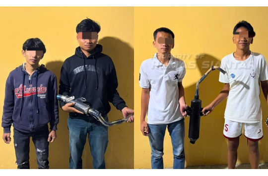 Empat orang pengendara sepeda motor berknalpot brong diamankan Timsus Dayok Mirah.