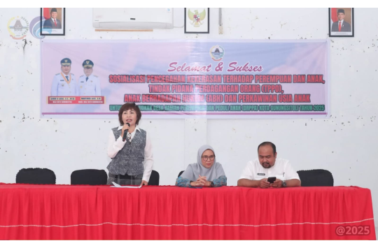Acara sosialisasi terkait  kekerasan terhadap perempuan dan anak, TPPO, ABH, serta perkawinan usia dini (foto : Pemko Gunungsitoli)