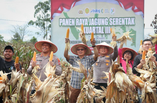 Pemkab Humbahas dan Kapolres Panen raya Jagung di Lintongnihuta (foto: Diskominfo Humbahas)