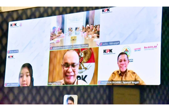 Pemerintah Kabupaten Tapanuli Tengah, mengikuti Rapat Koordinasi dan Evaluasi MCSP 2025 bersama KPK (foto Diskominfo Tapteng)