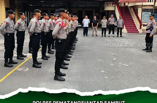 Apel penyambutan Latja SPN Hinai di MakoPolres Pematangsiantar (Foto; Humas P.siantar)