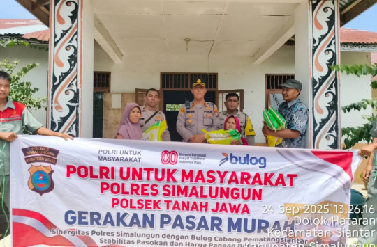 Polsek Tanah Jawa Salurkan 6,7 Ton Beras Lewat Pasar Murah, Wujud Nyata Polri Dukung Ketahanan Pangan