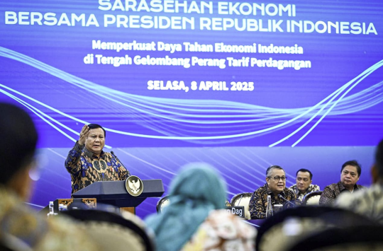 Acara Serasehan Ekonomi di Menara Mandiri, Jakarta, Selasa (08/04/2025).(foto: BPMI Setpres)