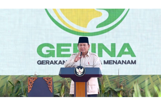 Prabowo Subianto secara resmi meluncurkan Gerina di Kabupaten Banyuasin, Sumatra Selatan pada Rabu , 23 April 2025. (Foto : BPMI Setpres)