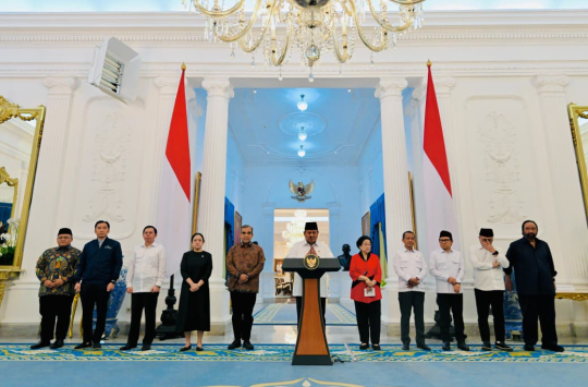 Presiden RI, Prabowo Subianto saat bertemu dengan Para Ketua Umum Parpol di Istana Negara (Foto: BPMI Setpres)