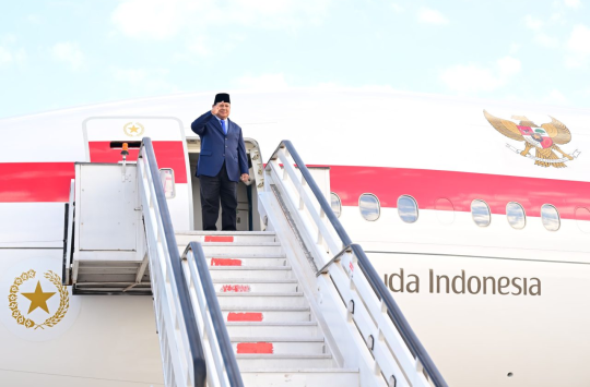 Presiden Republik Indonesia, Prabowo Subianto, saat mau meninggalkan Kota Basilia. (Foto: BPMI Setpres)