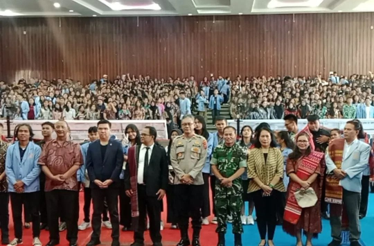 Acara PKKMB di Aula Universitas HKBP Nomensen Pematangsiantar