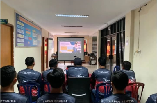 Pegawai Lapas Pemuda Langkat saat mengikuti arahan dari Dirjen Pas, Bigjen Pol, Mashudi