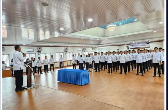 Acara pelantikan 78 CPNS formasi tahun 2024 menjadi PNS, di Aula Lapas Kelas I Medan, dipimpin Kepala Kantor Wilayah Kemenkumham Sumut, Yudi Suseno pada Rabu 30 April 2025 (Foto:Humaslapada)