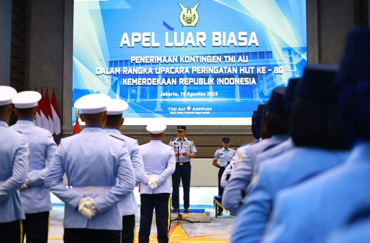 Apel Luar Biasa Penerimaan Kontingen TNI AU di Auditorium I.G. Dewanto, Mabesau, Cilangkap