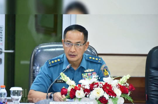 Wakasal Laksamana Madya TNI Erwin S. Aldedharma saat menghadiri Munas PPAL, di Kantor Pusat PPAL, Sunter, Kelapa Gading Barat, Jakarta Utara, pada Rabu 18 Juni 2025.(Foto: Dispen AL)