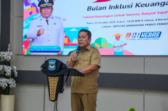 Wali Kota Pematangsiantar, Wesly Silalahi  saat memberikan kata sambutan pada acara peringatan BIK Tahun 2025 (foto; Diskominfo)